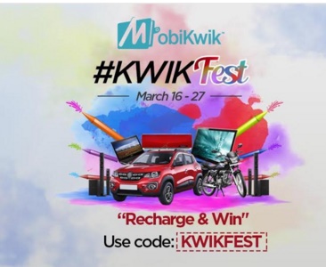 India Desire : Mobikwik Holi Offer 2016:  KWIKFEST- Recharge & Win A Car (Select Users)